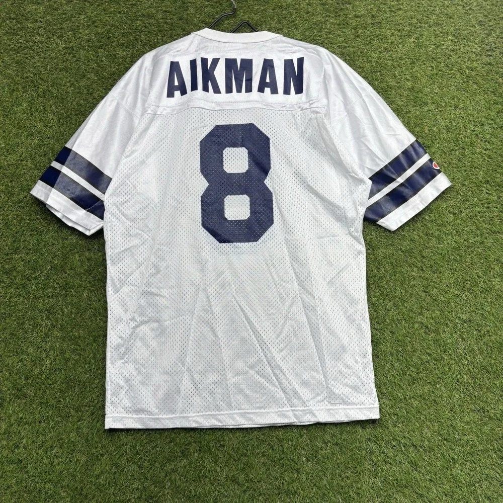 Vintage Dallas Cowboys Champion Jersey Mens 44 Troy Aikman #8 White Home NWT